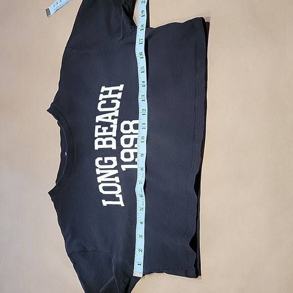 Divided by H&M Size S Black Cropped T-Shirt "Long Beach 1998" Vinyl Graphic - Picture 5 of 10